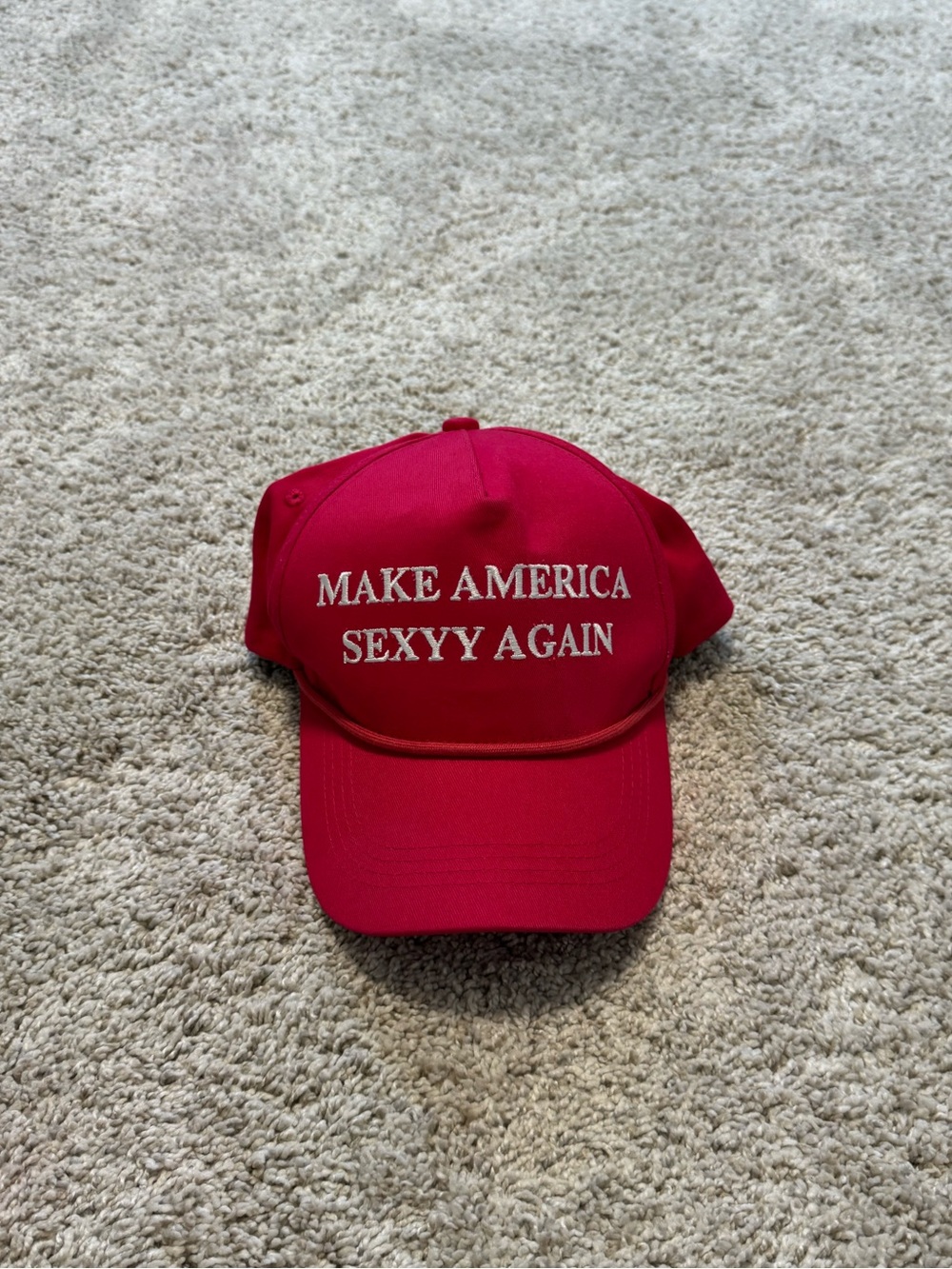 Red Embroidered Statement Baseball Cap